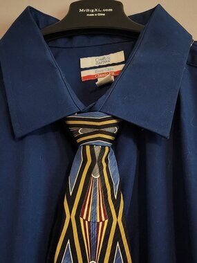 2/$15 Men's Croft & Barrow Blue Dress Shirt and Tie Combo Easy Care Classic Fit